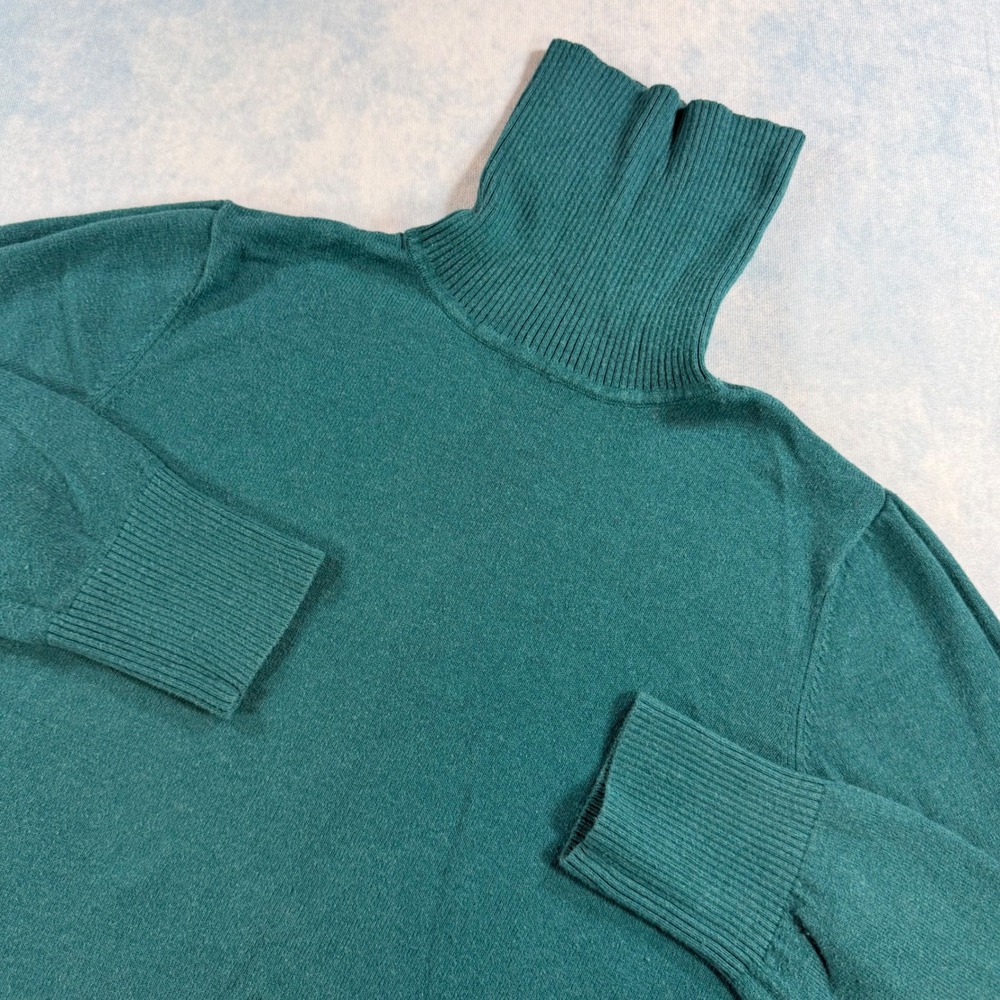 L.L.Bean Turtleneck Sweater Womens S Green Excellent Cotton Cashmere 291585